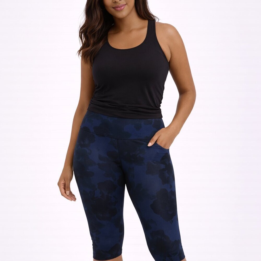 Lululemon Wunder Under Crop II Inky Floral Black 6